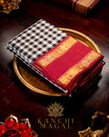 Traditional Black and white Checks Kanchivaram silk saree