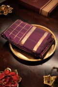 Purple Checks Saree