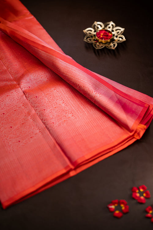 Double Shade Pink Brocade Silk Saree
