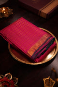 Fuchsia pink saree with gold zari