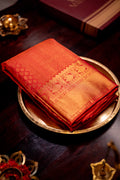 Orange-Red with Gold zari
