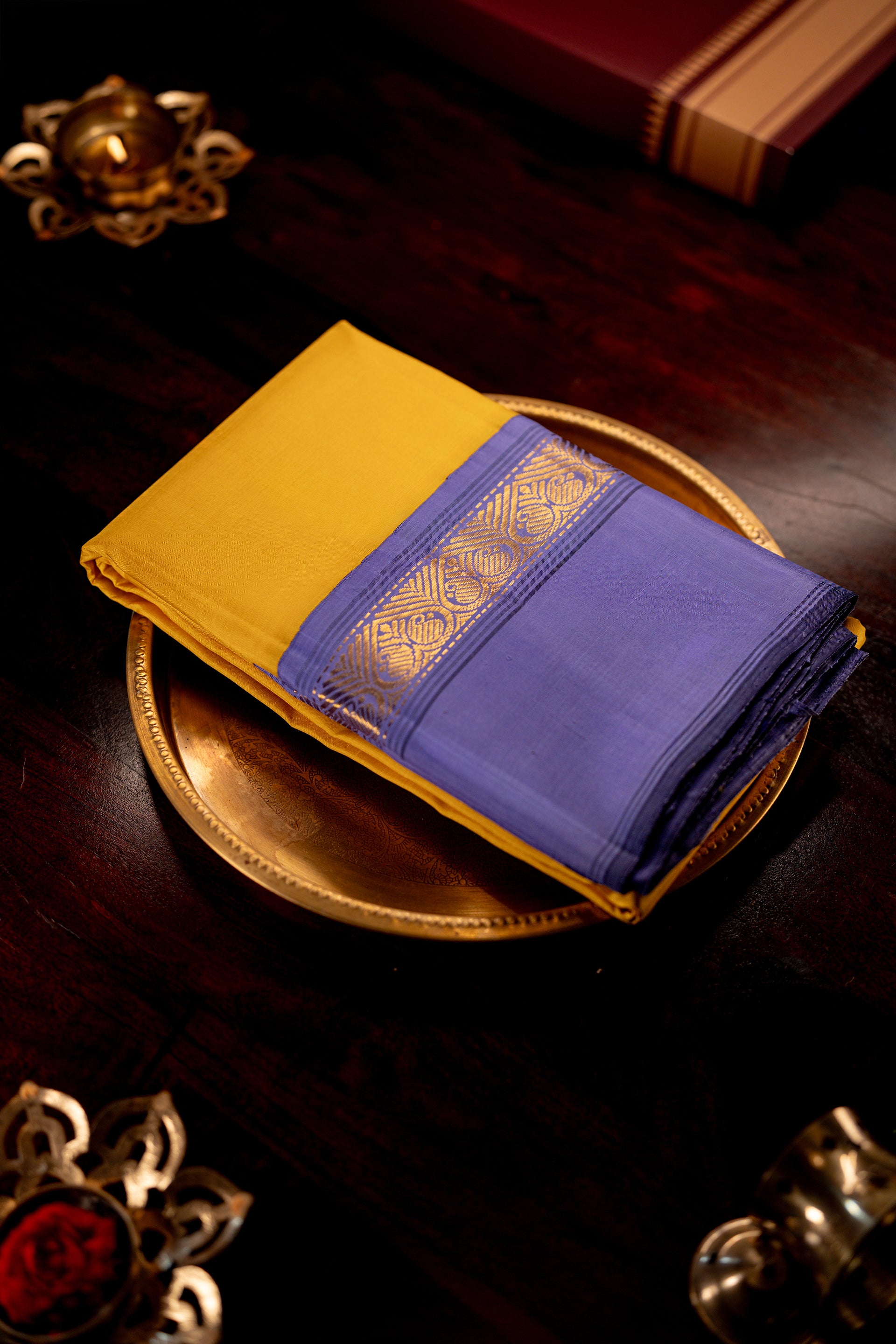 Mustard Yellow With Royal Blue Border